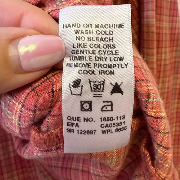 Woolrich ‘Katee’ Shirt Plaid Button Front 100% Cotton Women’s Size Medium - Picture 9 of 9